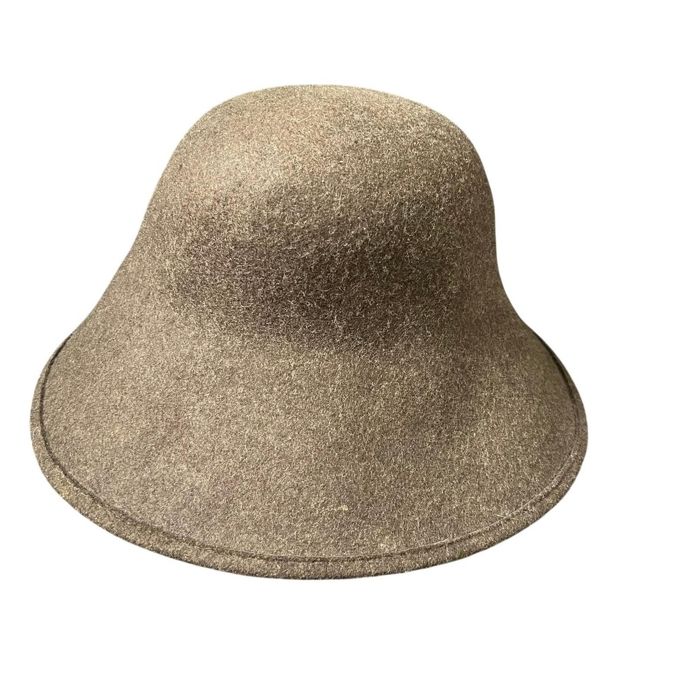 Scala Collezione Wool Felt‎ Cloche Bell Hat Olive Brown Vintage Style Womens